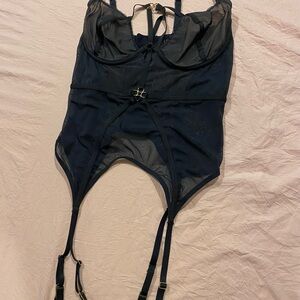 Black Lingerie Bodysuit with Garter Straps